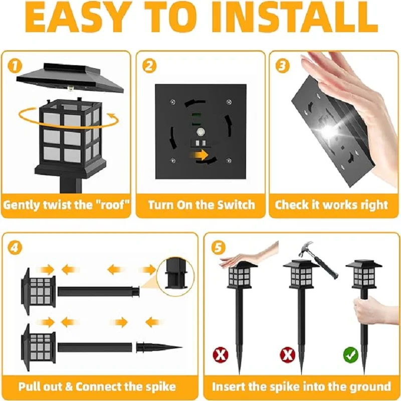 Led Solar Pathway Lights Waterproof Outdoor Solar Lamp for Garden/Landscape/Yard/Patio/Driveway/Walkway Lighting