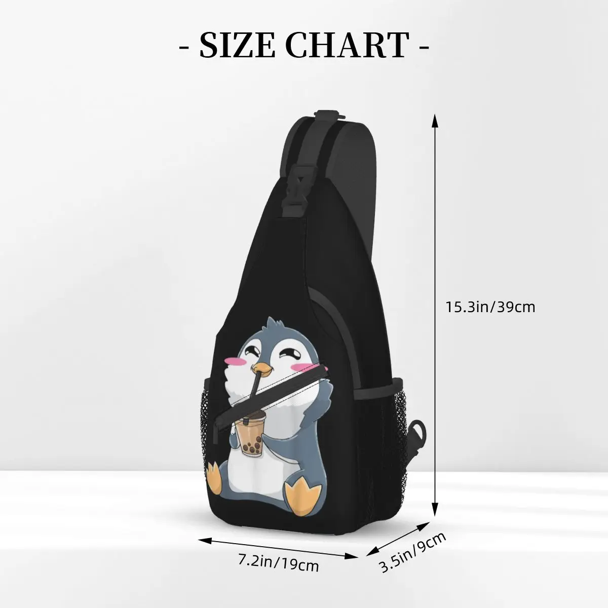 Pinguin Boba Bubble Tea Milch Cross body Schulter tasche kleine Brusttasche Anime Schulter Rucksack Daypack zum Wandern Outdoor-Fahrrad tasche