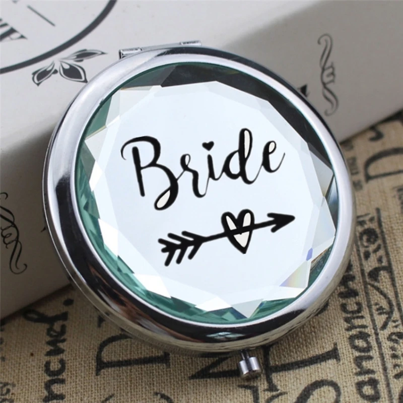 Bolsa de maquillaje para despedida de soltera, espejo cosmético, decoración de renovación de compromiso de boda