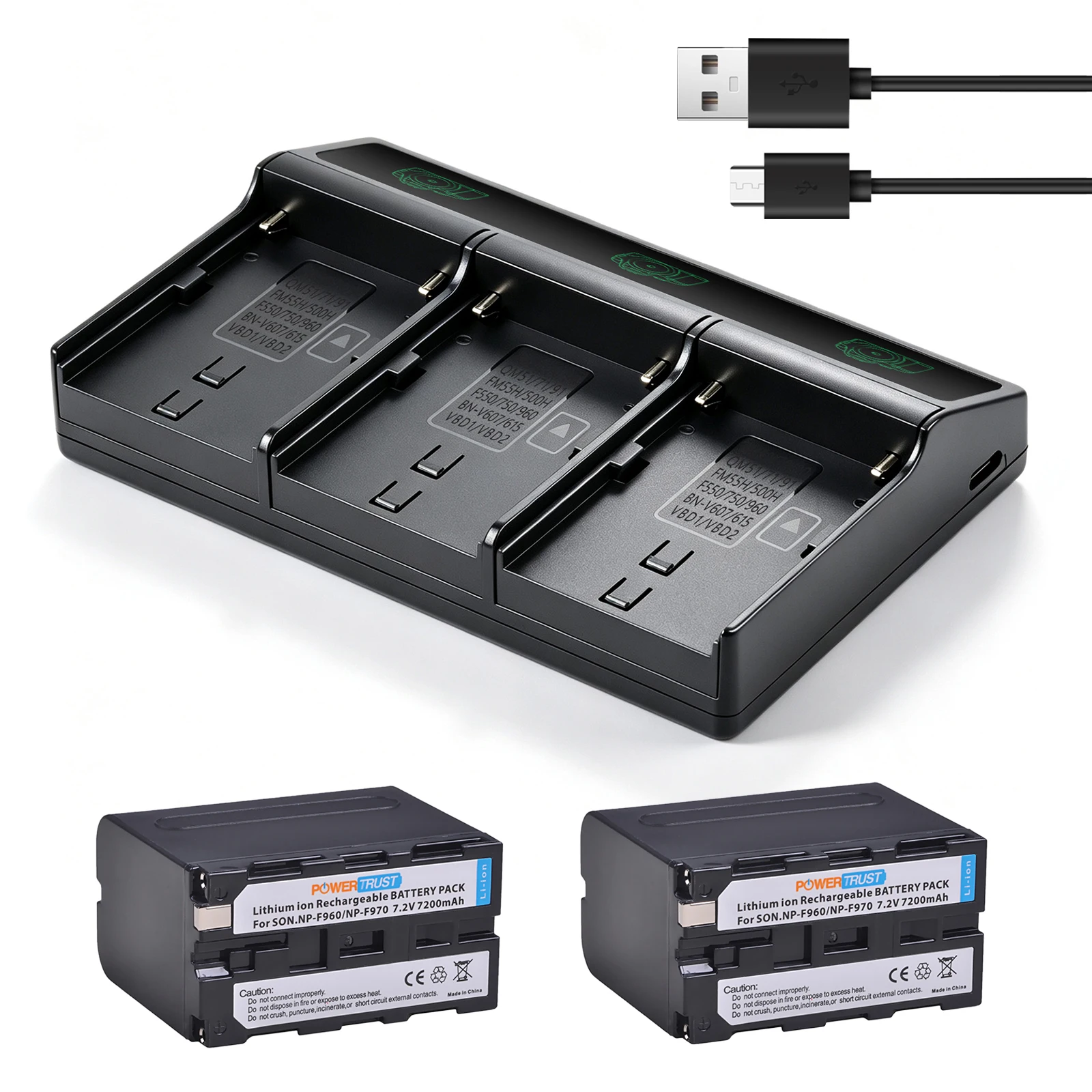 PowerTrust NP‑F960/NP‑F970 Battery 7200mAh For Sony F930 F950 F770 F570 F550 NP-F750 NPF770 QM91D CCD-RV100 TRV58 NP F970 F960