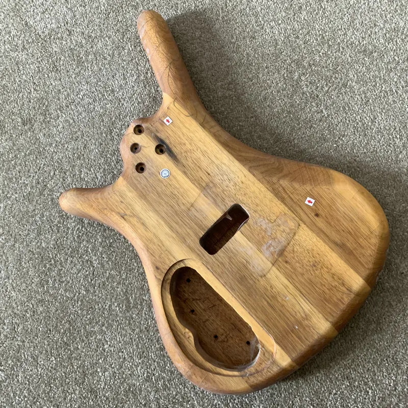 EB091 Nature Color 4 Strings Electric BASS Body Active Custom Pickups Solid Redwood DIY  for Replace  Bass Parts Paint Crack