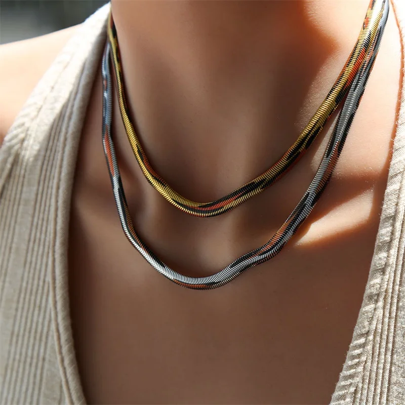 EILIECK Hochwertige Edelstahlkette in Silberfarbe für Damen, trendige Halskette für den täglichen Gebrauch, wasserdichter Schmuck, Geschenk. – Detail 8