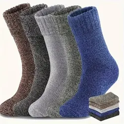 5 Pairs Autumn Winter Men Thicken Wool Socks Women Towel Keep Warm Solid Color Socks Cold-resistant Soft Cashmere Short Socks