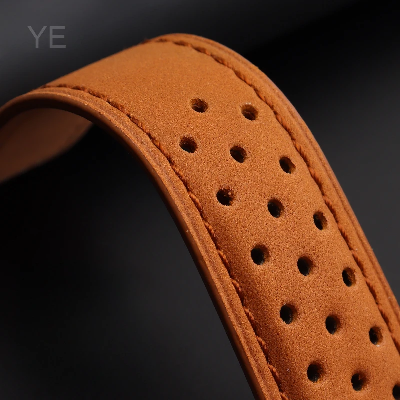 Para tag heuer série sweatproof respirável design pulseira de couro genuíno fivela dobrável fosco pulseiras 20 22 24mm
