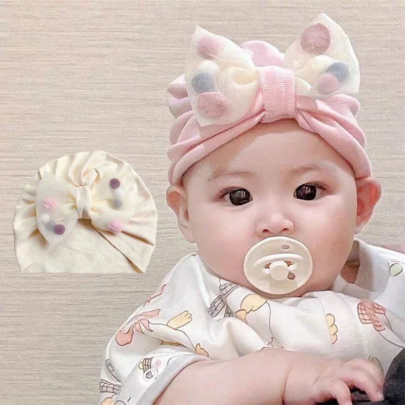 

Sweet Bowknot Baby Hat Soft Cotton Infants Toddler Turban Cap Solid Color Baby Boys Girls Cap Beanies