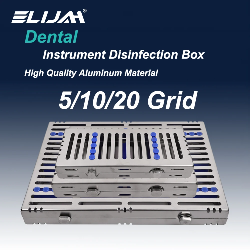 

ELIJAH Stainless Dental Sterilization Rack Surgical Autoclavable Sterilization Box Dental Cassette File Burs Disinfection Tray
