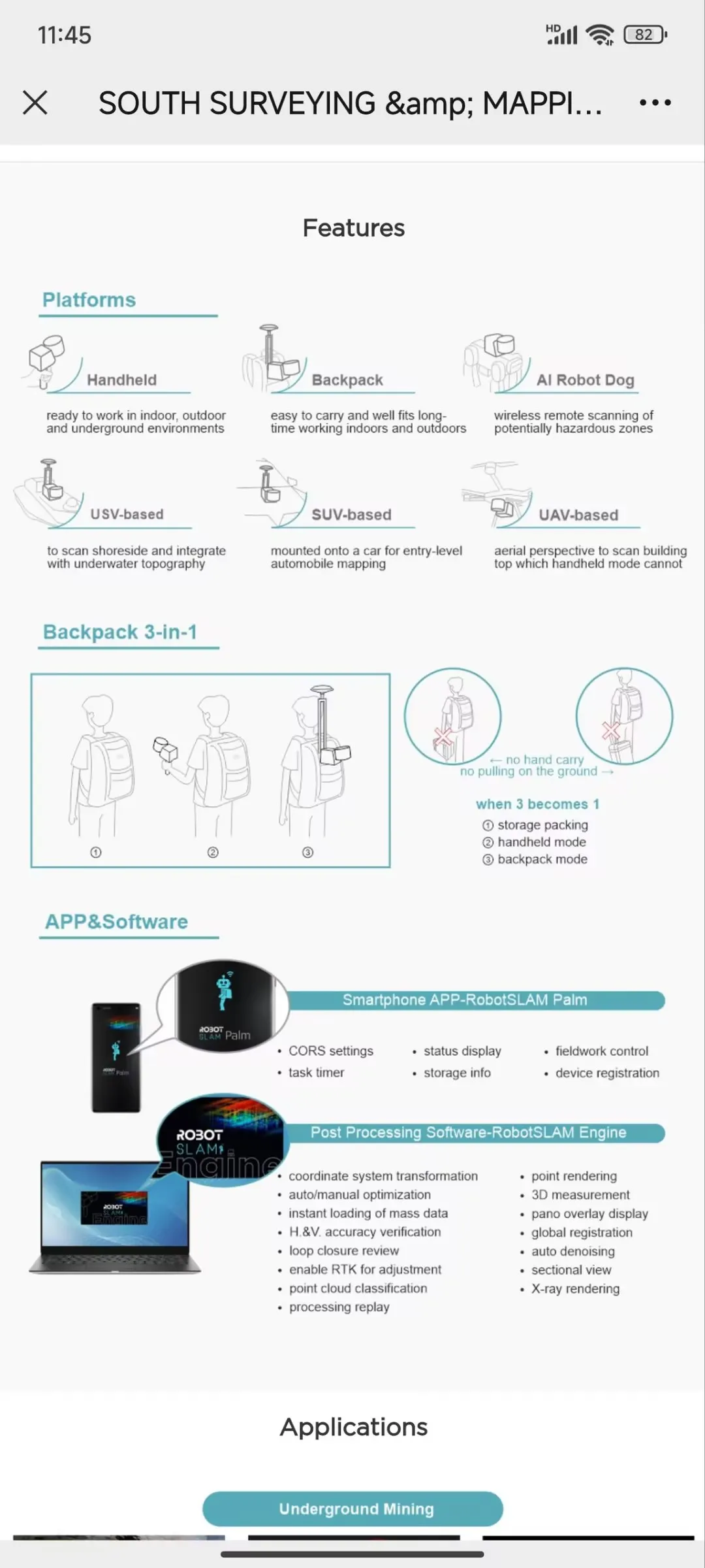 ZUID ROBOT SLAM RobotSLAM Handheld 3D-laserscanner met scherm en 120 m meetafstand