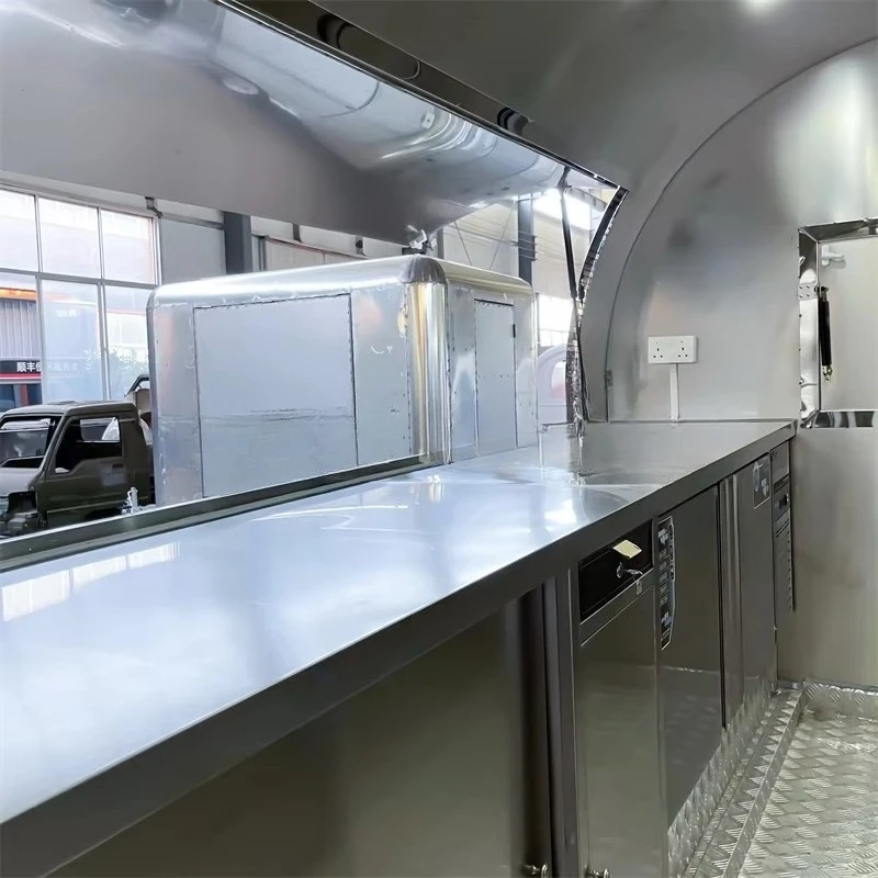 New Style 304 Stainless Steel Round Small Mobile Food Trailer Fast Food Street Food Truck for Ice Cream and Hot Dog Customizable