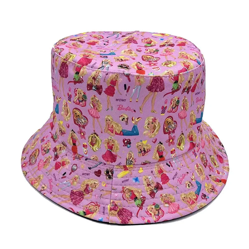 Fashion Barbie Women Sun Hat Cute Women Pink Barbie sunshade Fisherman\'s hat Casual Hat Ornaments Accessories Girl Holiday Gifts