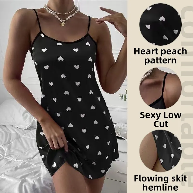 Women Sexy Ice Silky Pajamas Nightgowns Nightdress Slip Skirt L XL XXL Red Black Low Cut Comfortable Casual Summer