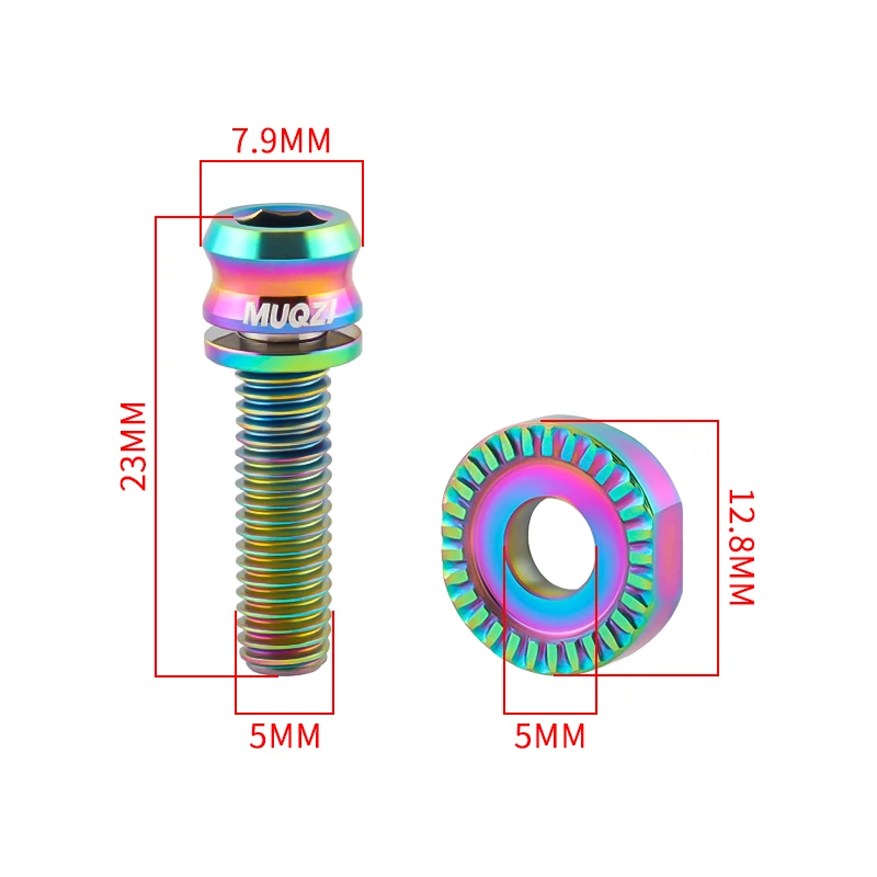 MUQZI Titanium Bolts Front Derailleur M5x17mm Ultralight Fixing Screw with Washer Bike Front Shifter Clamp Bolt