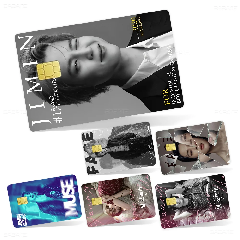 Singer J-Jimin Kpop Face Anime Spend Or Save Funny Shell On Off Ultra Thin No Fade Sticker Skin Cover Film For Debit Credit Card