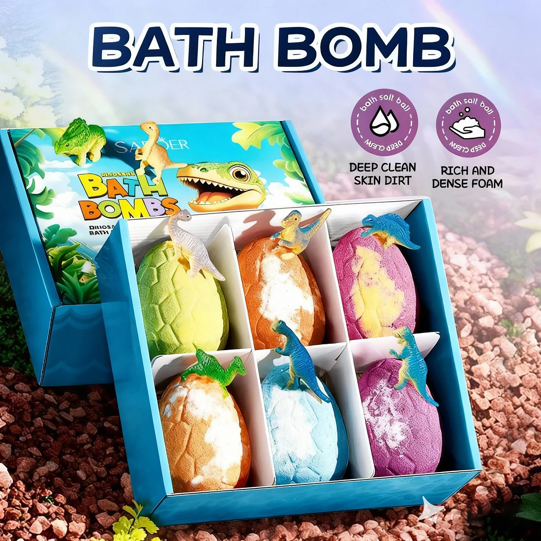 

Christmas Gifts Natural Bath Bom b Gift Set Long Lasting Fragrance Bath Salt for Cleansing Care Body- 6Pcs/Box