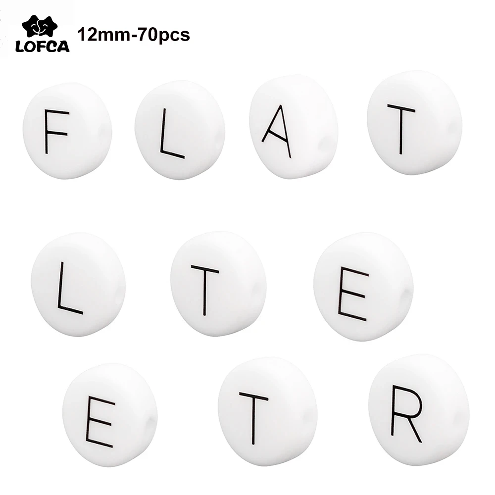 Lofca 70pcs Silicone Alphabet Beads Flat Silicone letter beads BPA free For Teether  Food Grade Necklace Making DIY Baby Teether