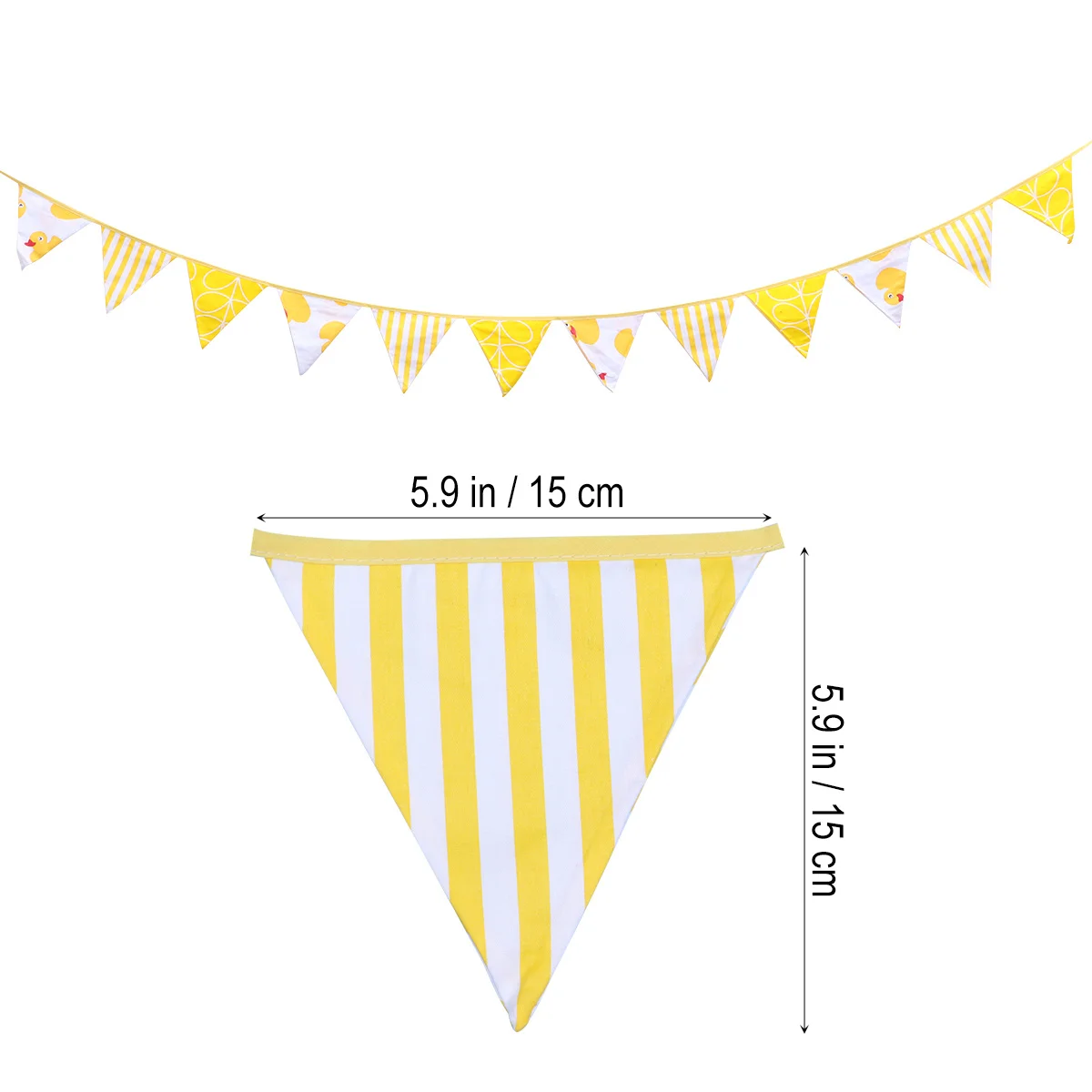 

Fabric Yellow Stripes Duck Pennant Flags Banner Garland for Birthday Wedding Shower Graduation Party Decoration