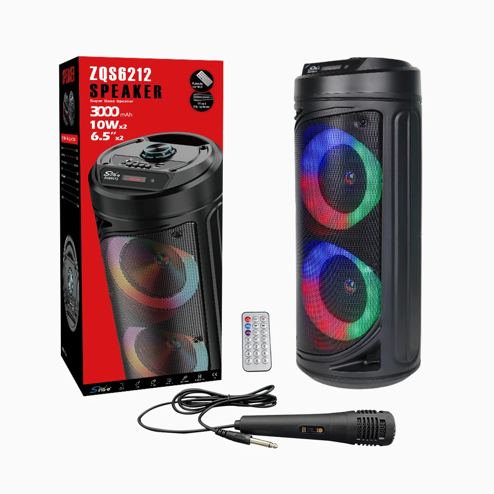 

SING-E ZQS6212 Portable TWS Party Speaker Mini Wireless Outdoor FM Radio Speaker Disco Light Home Theatre Mobile Phone Use