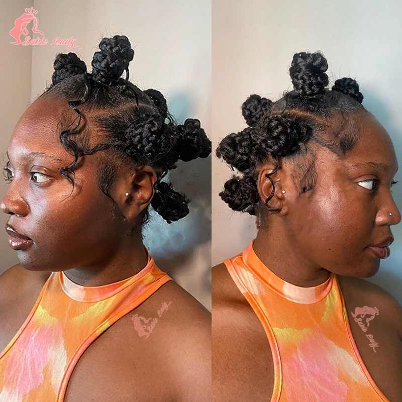 Bantu Knots Lace Braided Wigs Synthetic Full Lace Front Wigs Boho Short Bob Braids Wig Goddess Box Braiding Hair for Black Women