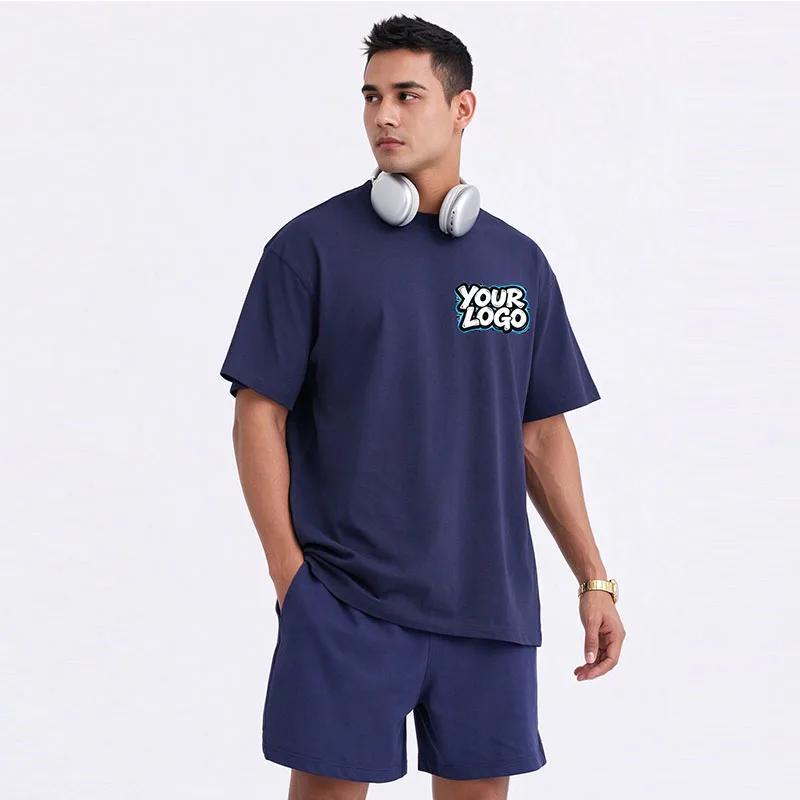 Custom Print Logo Summer 100%Combed Cotton Unisex Short Sleeve Shirt Drop Shoulder Crew Neck T-shirt  Relaxed Fit Casual Apparel