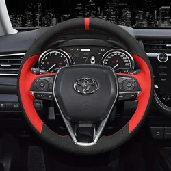 Per Toyota Camry Corolla RAV4 Wildlander manuale cucito a mano filo dell'ago coprivolante per auto accessori per auto camoscio rosso