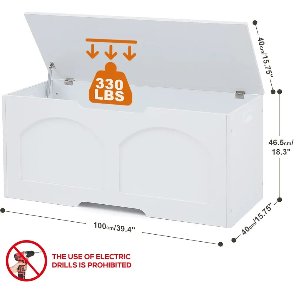 Large Entryway Storage Bench with Lift Top, Wooden, Supports 330 lb, White, Suitable for Hallway and Living Room