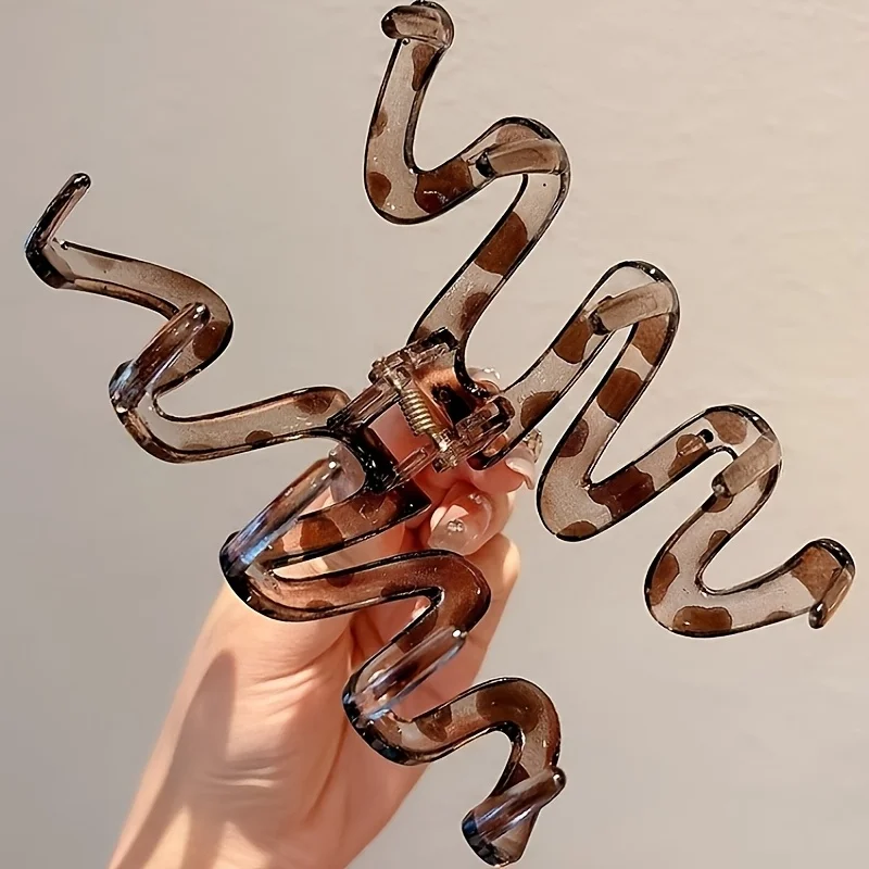 Feminino y2k ondulado alto brilhante âmbar marrom grande leve grampo de cabelo de plástico elegante e minimalista acessórios de cabelo para mulher