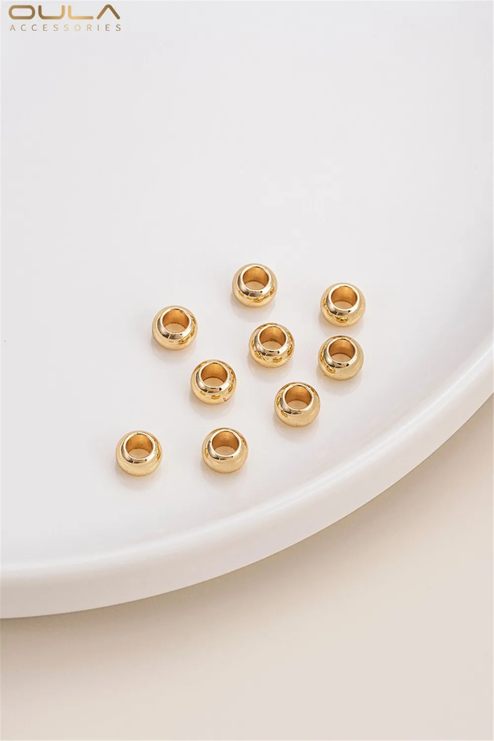 14k Gold-plated Accessories Large-hole Transfer Leather Rope Fixed Tire Spacer Beads Adjustable Loose Beads Diy Bracelet Beads