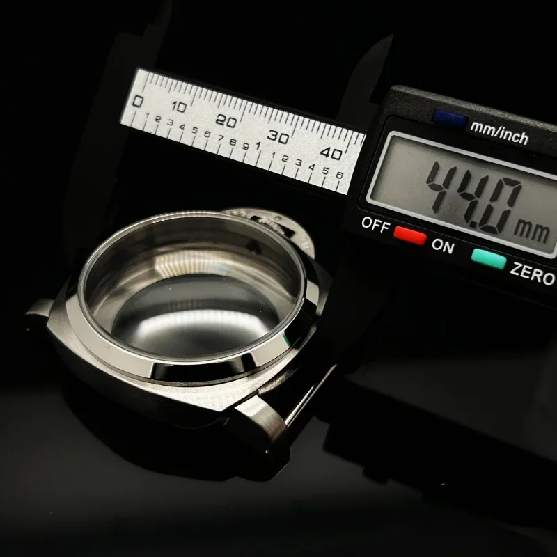 Caixa de aço inoxidável fosco 44mm 1950, vidro mineral adequado para pam eta6497/6498 gaivota st3600/3620, movimento mecânico sem logotipo