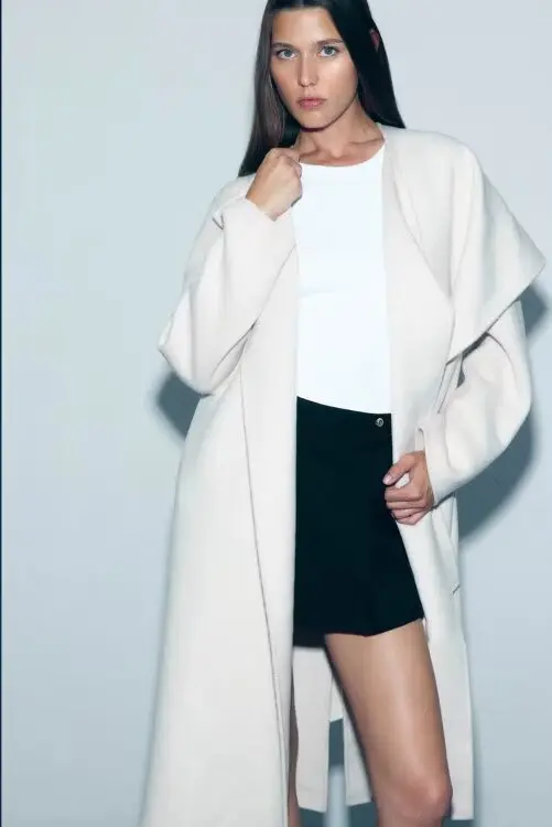 

BB6751 2021, осенняя новая женская одежда, корейский стиль, минималистичный стиль, шарф, воротник, смешанное длинное пальто с длинными рукавами, куртка