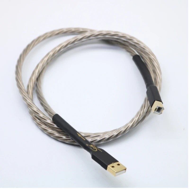 HiFI  A-B type USB cables Audio DIY Copper Silver OFC pure copper conductor USB A to USB B Audio cable Cord