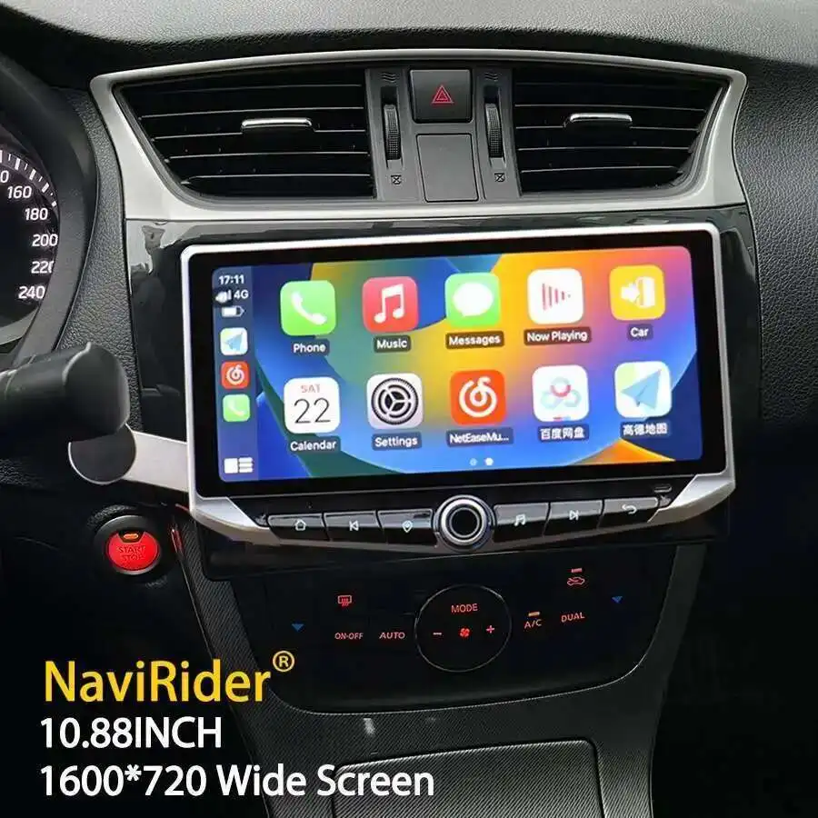 

10,88-дюймовый Qled-экран Android-видеоплеер Carplay для Nissan Sylphy B17 Sentra 2012-2018 с держателем мобильного телефона GPS Мультимедиа Стерео