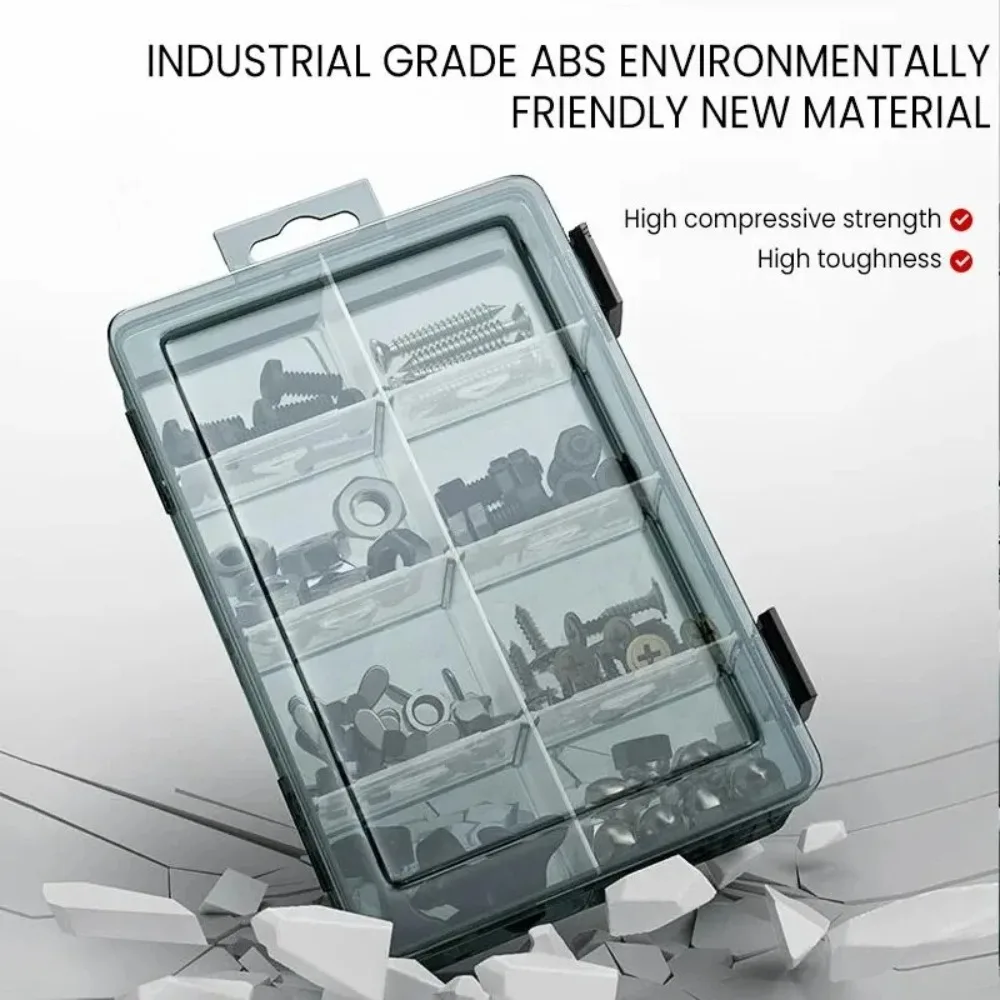 Thickened Plastic Tool Parts Box Drill Bit Accessories Removable Grid Screw Storage Box Multifunction Transparent