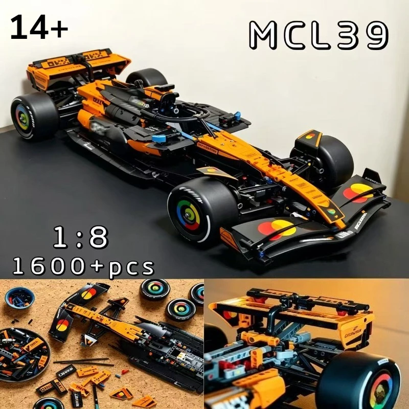 

НОВИНКА 2026: Технический классический спортивный автомобиль MCL39, 1675 деталей, оранжевый, конструктор, модель для самостоятельной сборки, подарок для мальчиков