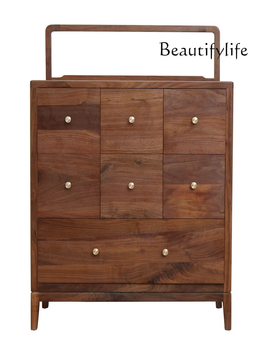 Solid Wood Black Walnut Wood Sideboard Cabinet Bedroom  Cupboard New Chinese Style Storage Kitchen Storage Chest of Drawers