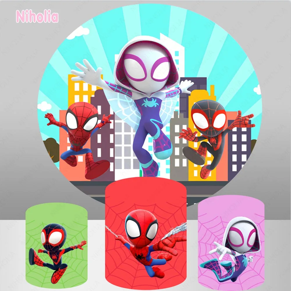 Niesamowity Spider-Man Gwen Stacy okrągłe tło dziewczyna tło urodzinowe biały duch-pająk przyjaciele pokrywa cylindra sztandar