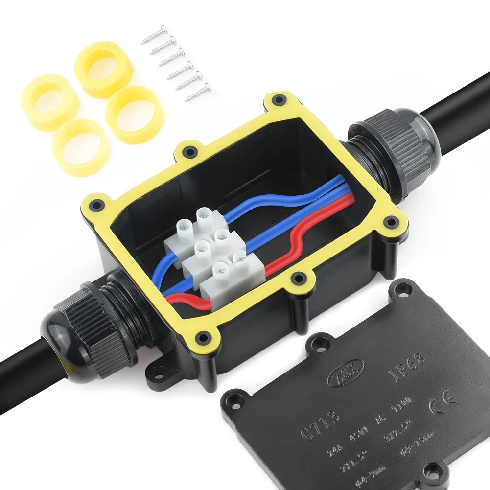 Waterproof Box Junction Mini Outdoor Waterproof Box Ip68 2/3/4/5/6 Way Terminals Out Plastic Corrosion Resistant Black Junction