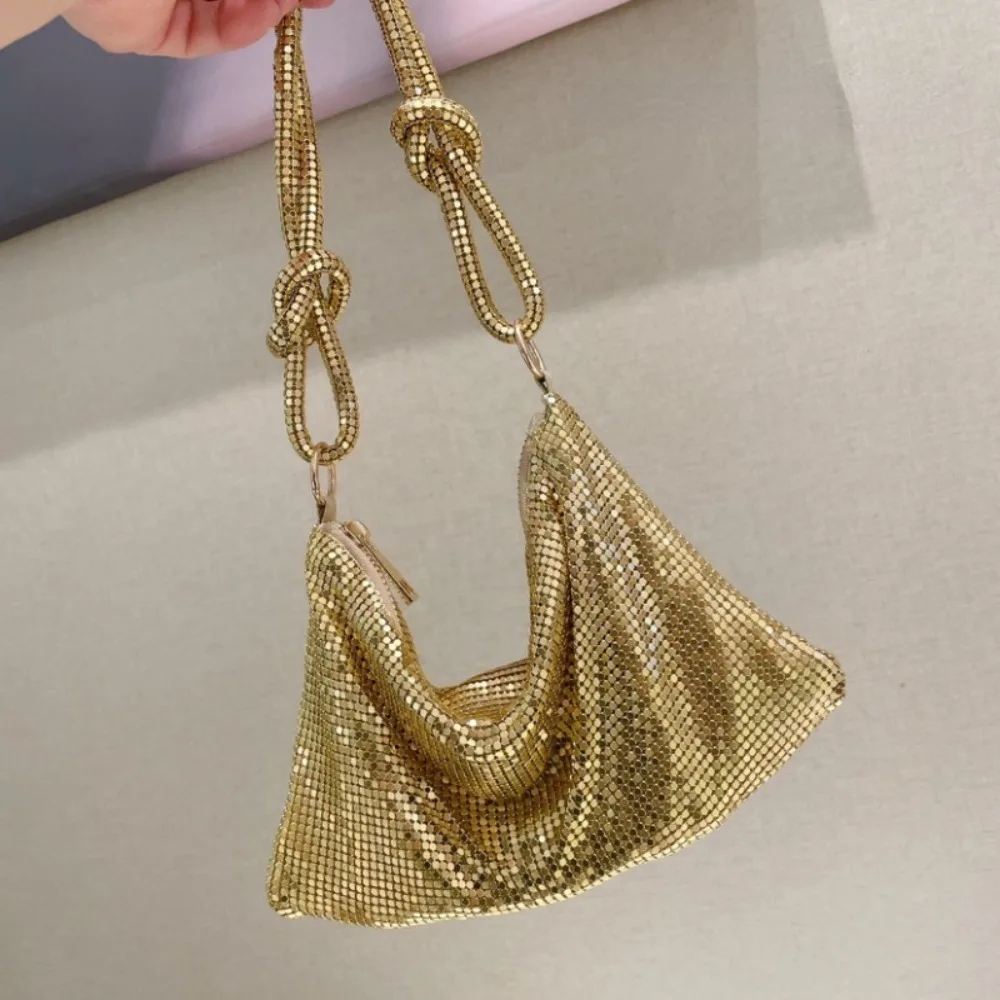 Moda Commuter Shiny Small Square Sequin Single-Shoulder Bag Fresh Korea Exquisite Women Totes Personalized New Heavy Tie Handbag