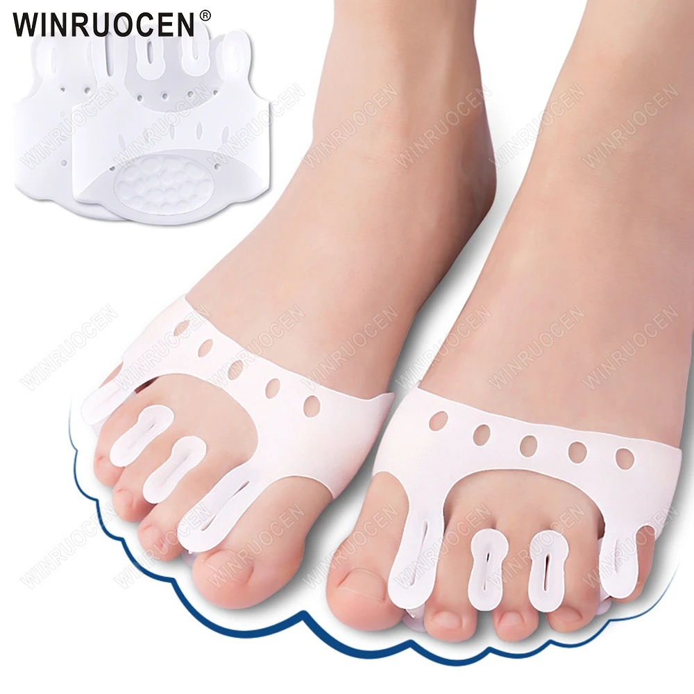 2 piezas = 1 par de Corrector de juanete de silicona de Gel, separadores de dedos, almohadillas para el antepié, aparatos ortopédicos ortopédicos, espaciadores de Hallux Valgus EID