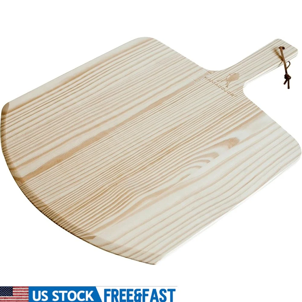 

Premium Wooden Pizza Peel Tool Ceramic Grills Brick-Oven Style Accessory with Hanging Hook Ideal Moving Pizza