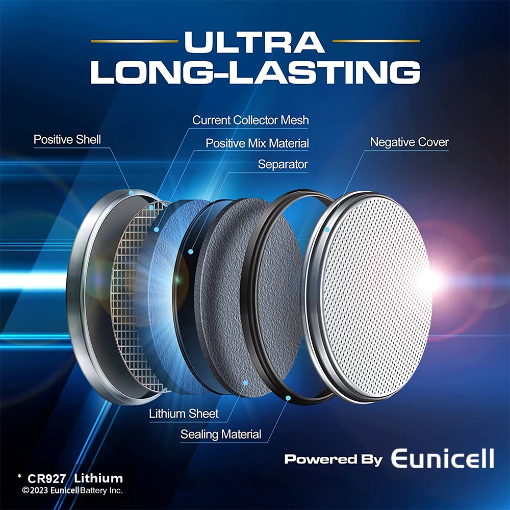 Eunicell 30mAh CR927 Baterias 927 DL927 BR927 ECR927 5011LC 3V Bateria de botão de célula tipo moeda de lítio para brinquedos de controle de relógio