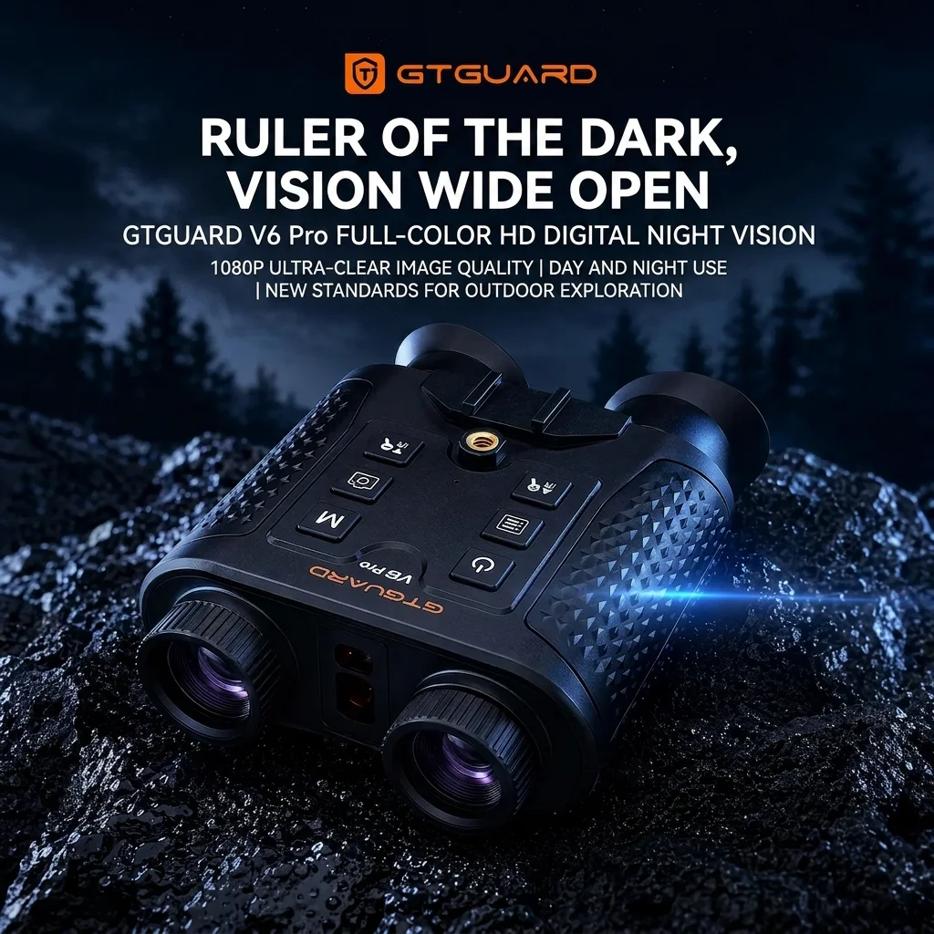 Night Vision Binoculars, 8x Digital Zoom, 1080P HD Video and Photography, Suitable for Hunting, Night Fishing GTGUARD V6 PRO