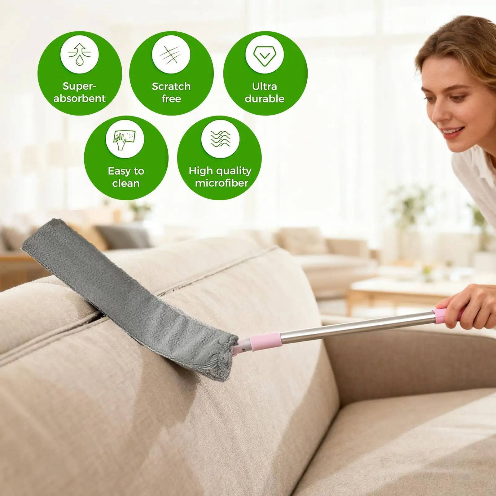 

Сверхмощные стержни для тряпки, 6-компонентные чехлы для чистки из микрофибры, многоразовые моющиеся чистящие средства для кухни, гостиной