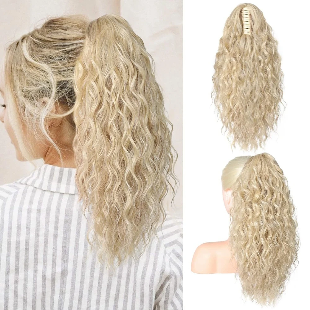 Synthetic Wavy Curly Ponytail Extension Claw Clip On Hair Piece For Women Natural Fake Hairpiece Horsetail Wig WaveGrip Ponytail