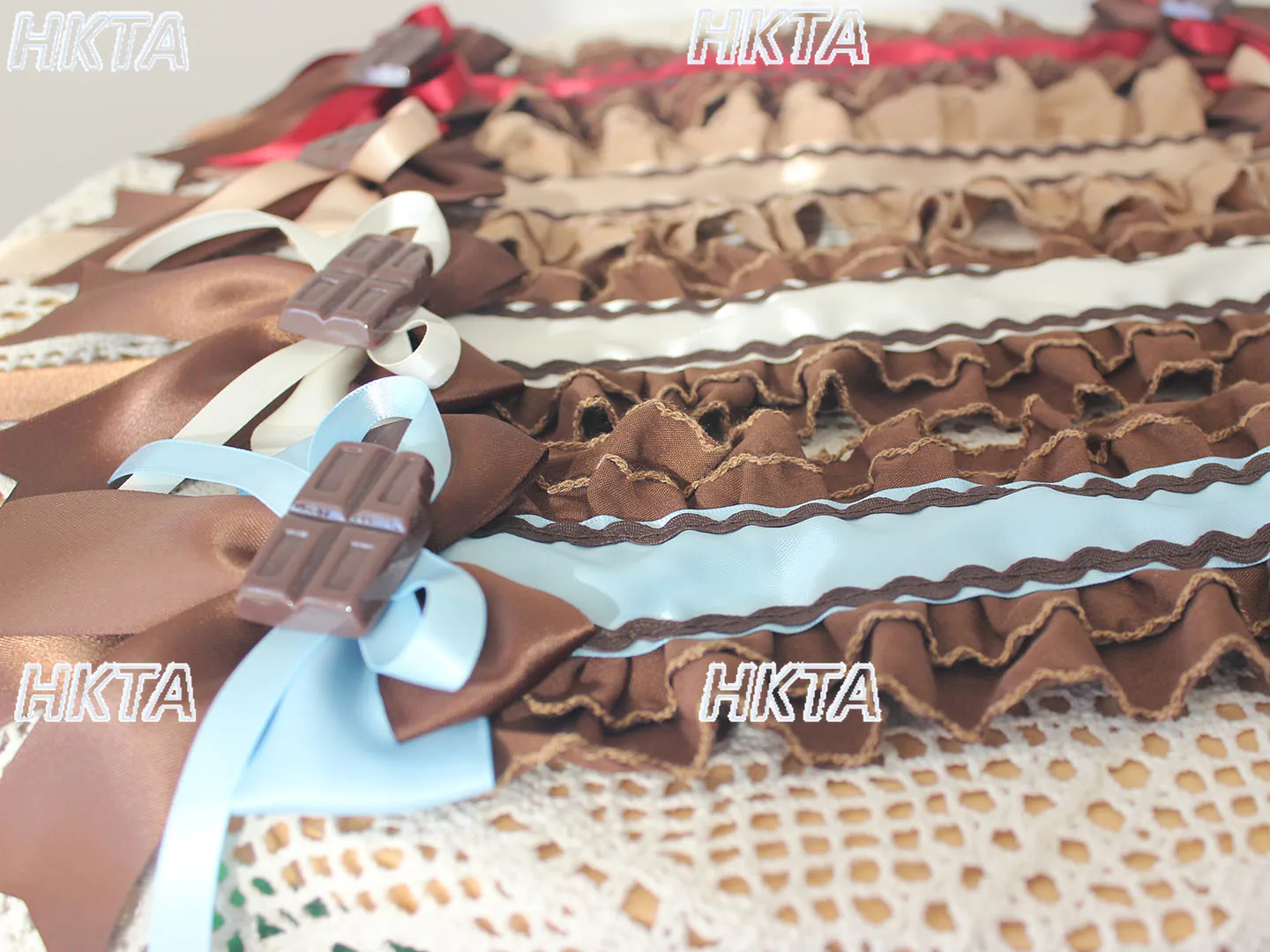 Oryginalne, ręcznie robione akcesoria do włosów z czekolady, opaska do włosów w stylu Lolita, kokarda w stylu kawowego deseru, karbowana kokarda karmelowa, urocza opaska do włosów Lolita dla dziewczynek.