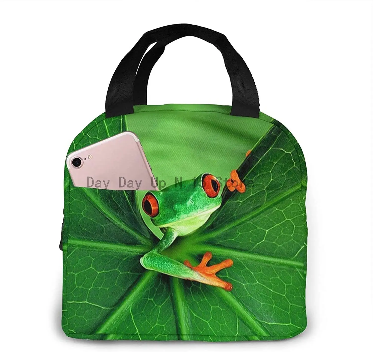 Cute Green Frog Lunch Box Insulated Cooler Lunch Bag for Men Women Girls Boys Teens Lunchbox Tote Small for Work Picnic Office