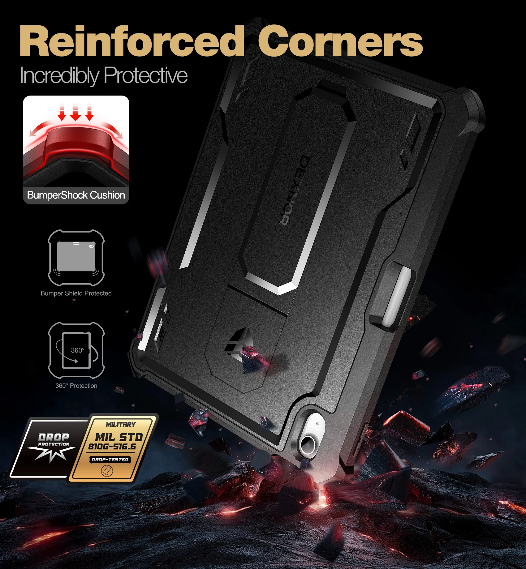 For iPad 11 iPad 10th Generation Gen Case 10.9 inch 2022 with Pencil Holder Full Body Protective Cover Built-in Screen Protector