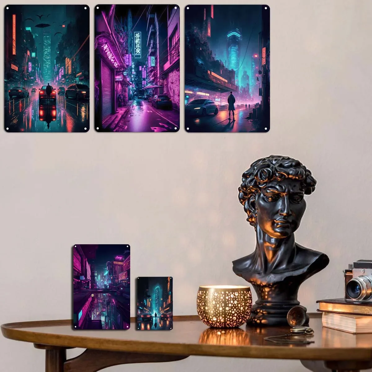 Cyberpunk Metropolis Decoration Wall Decor Metal Signs Customized Poster Decoration for Home Retro Art Mural Garage Vintage Room