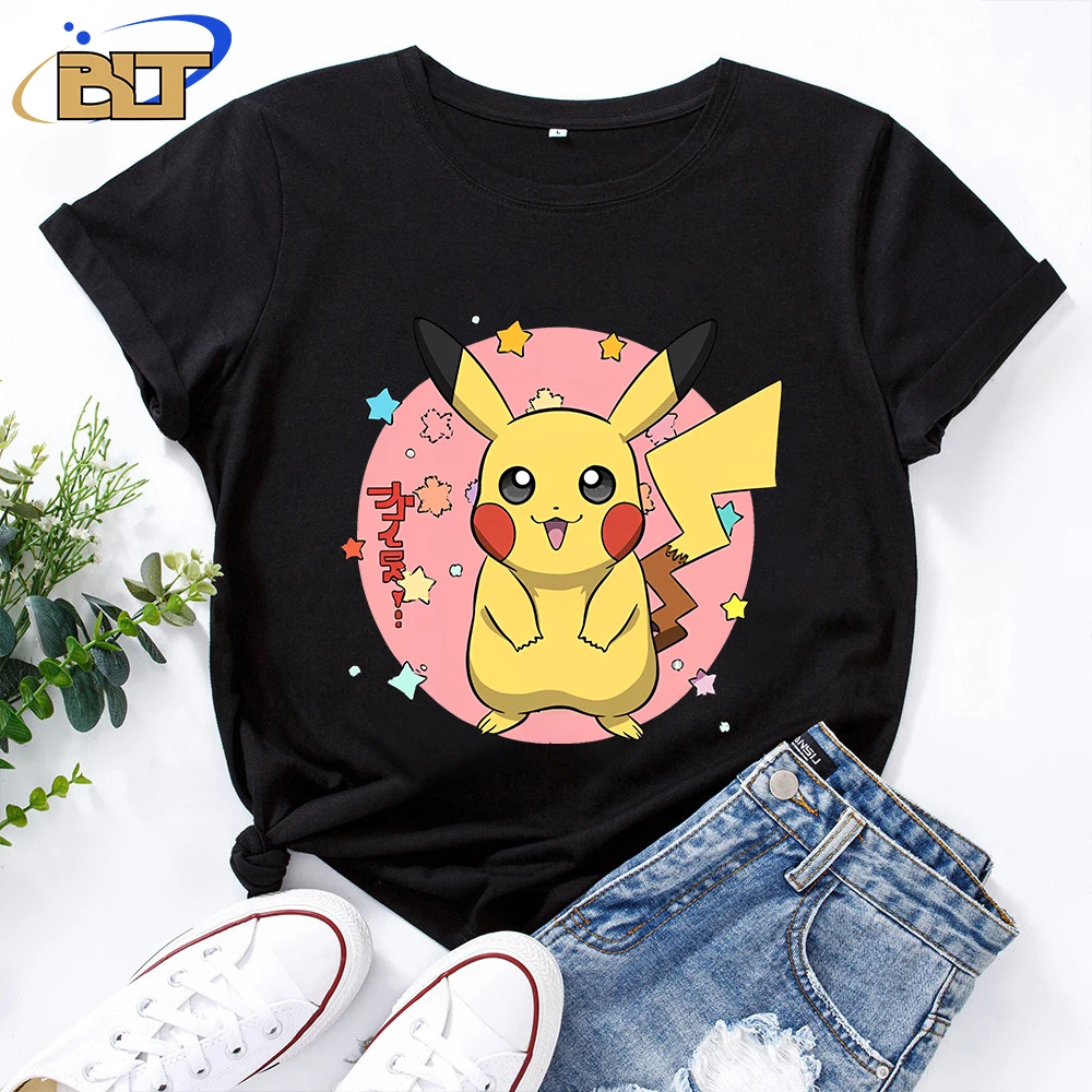 

Pokémon Pikachu Printed Women's T-Shirt Pure Cotton Short Sleeve Casual Top