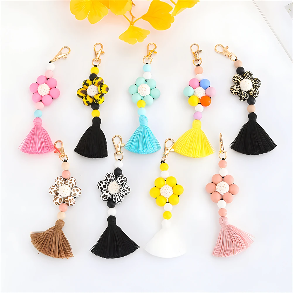 

Cute keyring Flower-shaped Keychain Colorful Round Pattern Keychain Lanyard Car keyring for Girlfriend gift