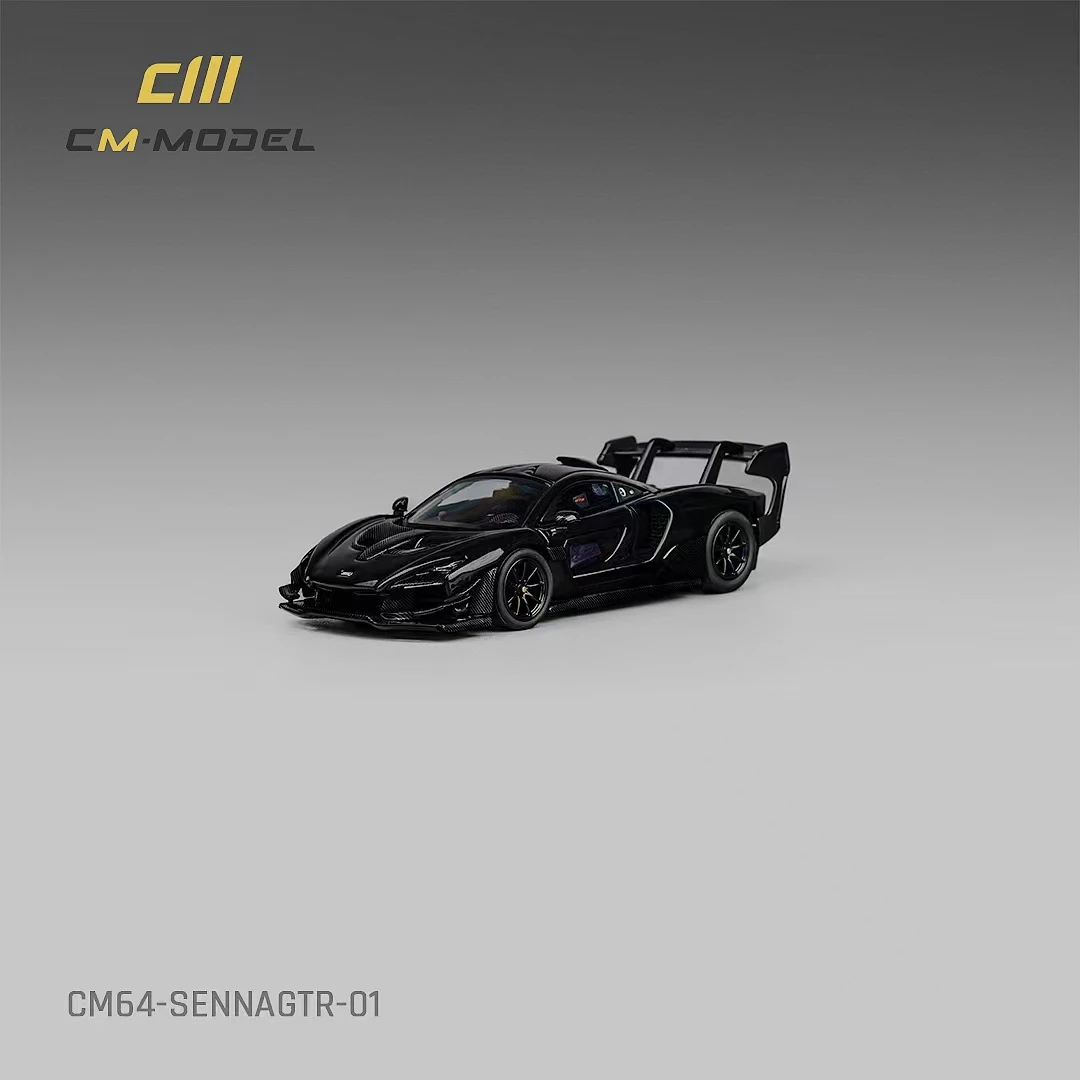 PreSale CM 1:64 Senna GTR Gloss Black Diecast Diorama Car Model Collection Toys