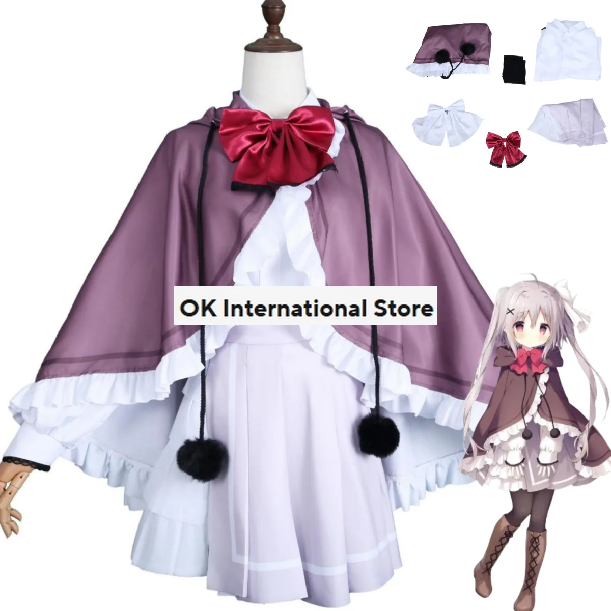 

Anime Game Hoshizora Tetsudou To Shiro No Tabi Kazamata Neri Cosplay Costume Cloak Lolita Woman Lovely Halloween Carnival Suit